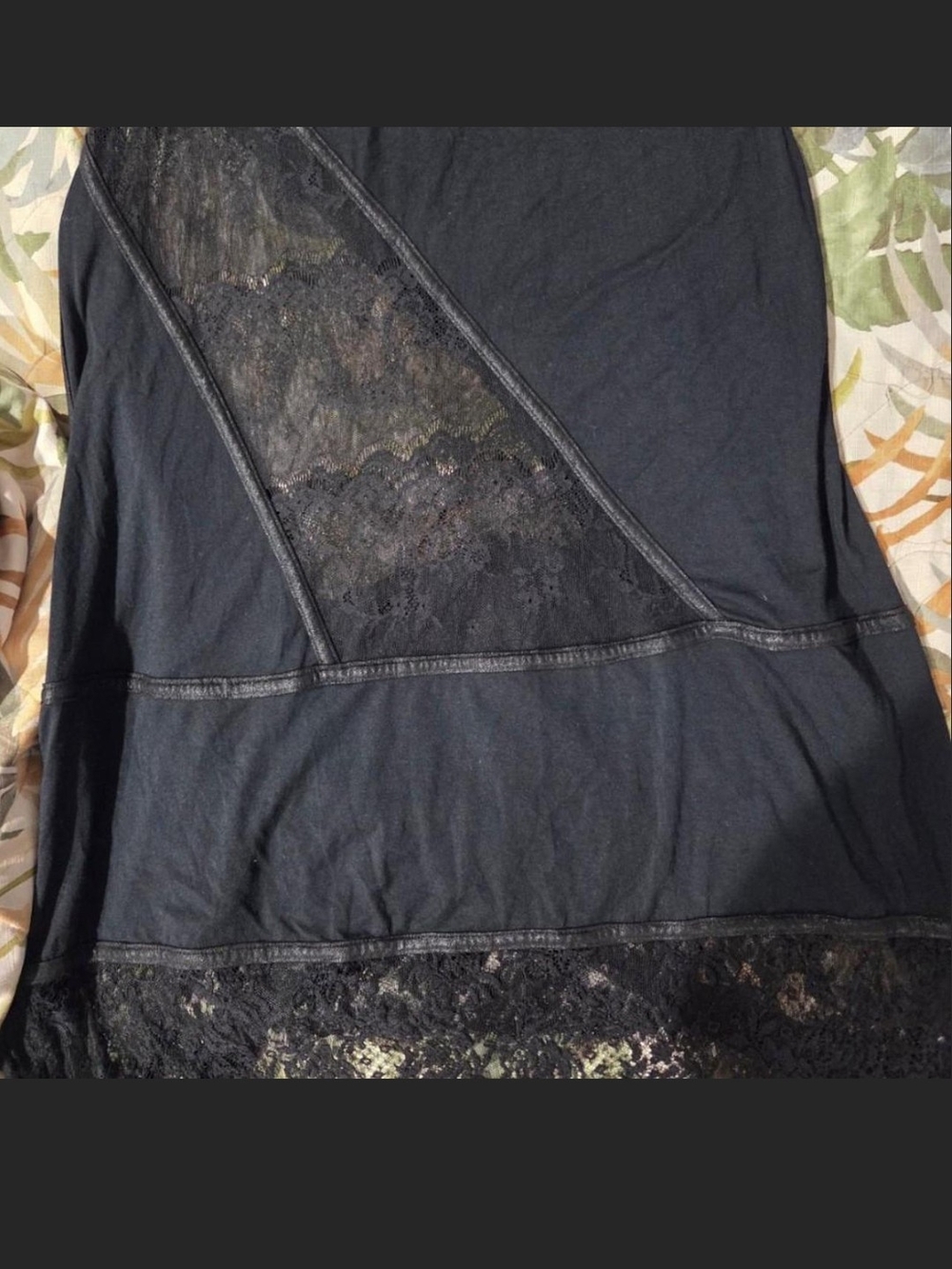 Salvage Black Lace Panel Graphic Maxi Dress. M - Picture 5 of 8